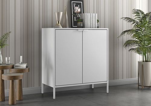 Balcão Multiúso Alto Itatiaia com 2 Portas em Aço Branco Matte Smart