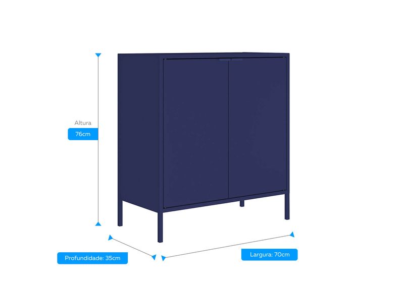 Balcão Alto Multiúso Itatiaia Smart - 2 Portas - Azul Matte