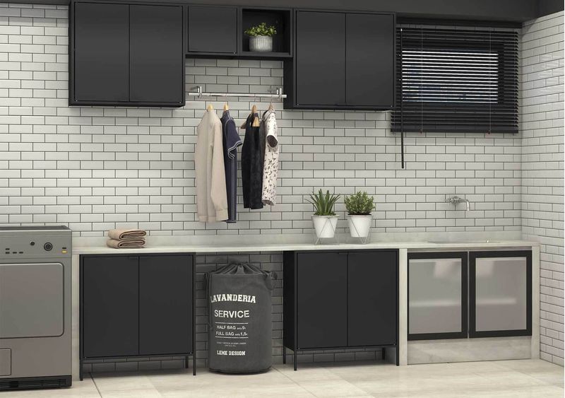 Armário de Cozinha Aéreo Preto Multiúso Itatiaia Smart - 2 Portas