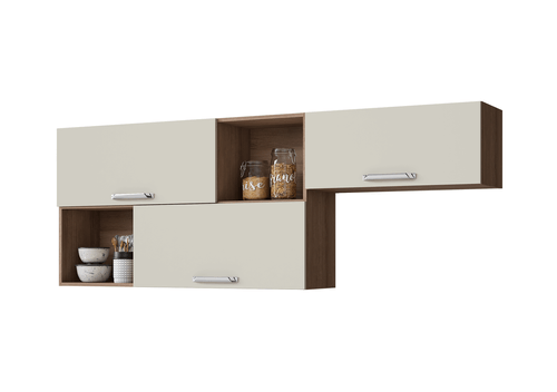 Armário Aéreo de Cozinha off White 3 Portas e 2 Nichos Vegas
