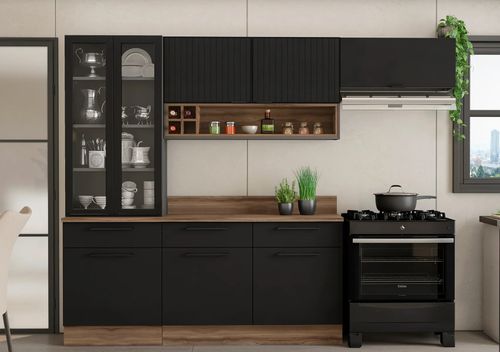 Cozinha Completa Grafite em Aço 4 Peças Exclusive com Vidro