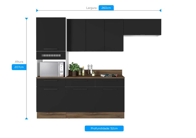 Cozinha Completa Preta em Aço 4 Peças Exclusive