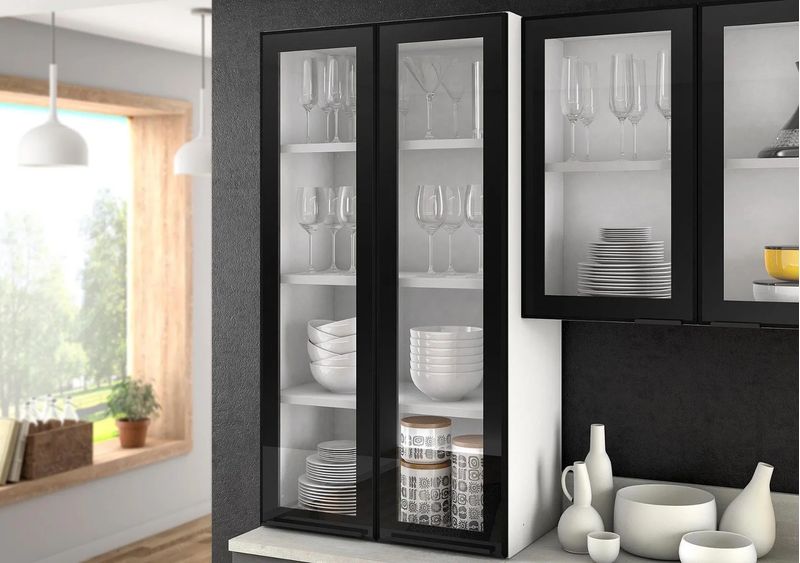 Cozinha Completa Preta em Aço 4 peças Exclusive com Vidro