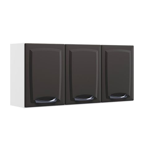 Armário Aéreo de Cozinha Branco/Grafite 3 Portas New Premium