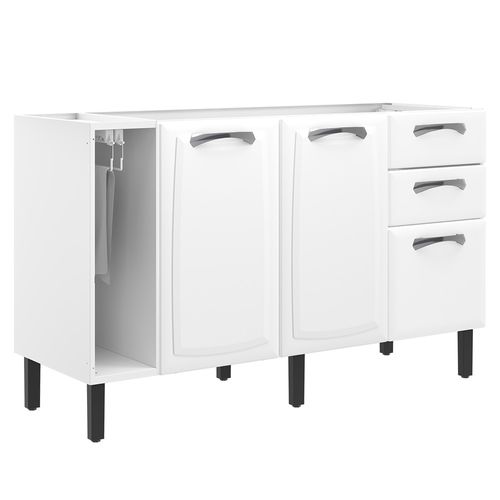 Balcão de Cozinha Itatiaia em Aço 3 Portas 2 Gavetas Branco SEM TAMPO New Premium