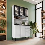 Kit-de-Cozinha-Compacta-Branco-e-Preto-em-Aco-6-Portas-3-Vidros-2-Gavetas-Pratika