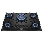 Cooktop-Itamaster-preto-com-5-Bocas-com-chamas-acesas