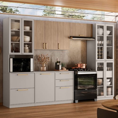 Cozinha Completa Itatiaia 5 Peças 6 Vidros Fendi e Cedro Essence
