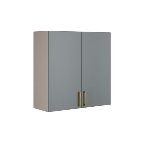Armário Aéreo de Cozinha Fendi e Gris 2 Portas Essence