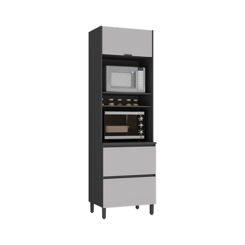 Paneleiro Itatiaia Lumina 70cm em Madeira Grafite/Fendi com Espaço para Forno