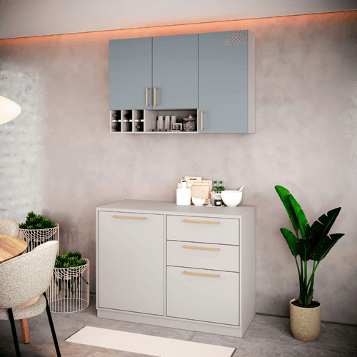 Cozinha Compacta Itatiaia Essence 120cm em Madeira Fendi/Gris