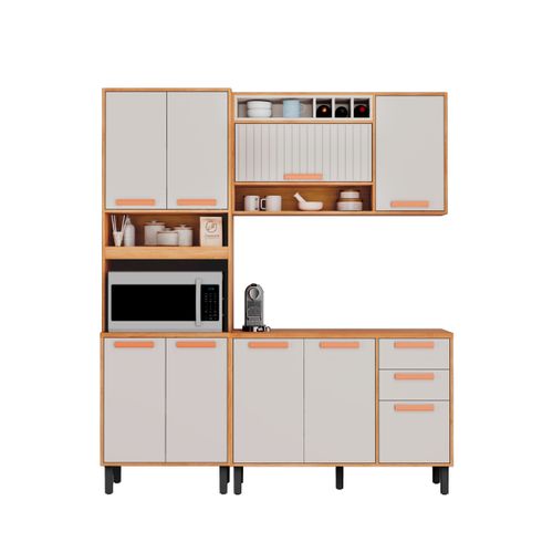 Cozinha Compacta 190cm em MDP Nápoles Off White com Espaço para Forno Itatiaia