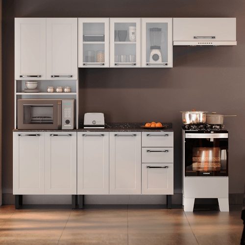 Cozinha Completa Itatiaia Florença 245 cm em Aço Branco com Espaço para Forno