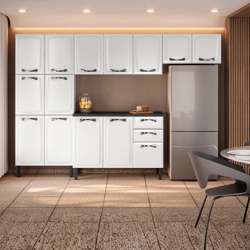 Cozinha Completa Itatiaia 280cm em Aço Branco New Premium
