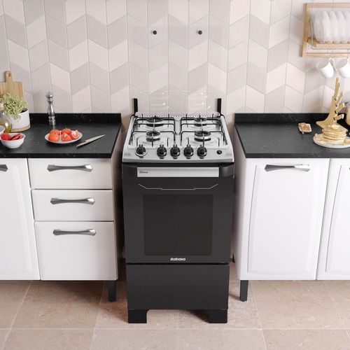 Fogão 4 Bocas Itatiaia Preto New Dream Preto Mesa de Aço Inox