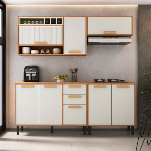 Cozinha Completa 200cm Nápoles em MDP Off White Itatiaia