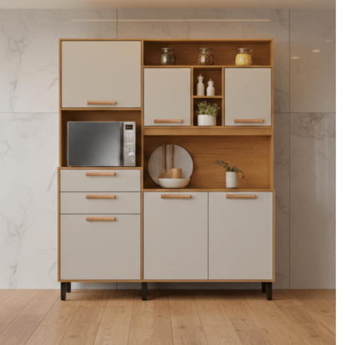 Armário de Cozinha Compacta 160 cm Nápoles Off White Madeira Itatiaia