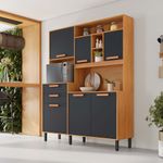 Kit-de-cozinha-Itatiaia-armario-160cm-madeira-e-grafite-da-linha-Napoles-com-6-portas-e-2-gavetas-