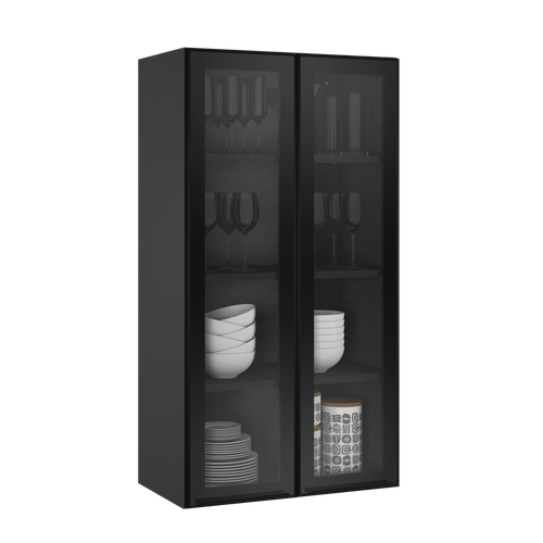 Cristaleira Itatiaia Exclusive 2 Portas com Vidro Grafite/Preto