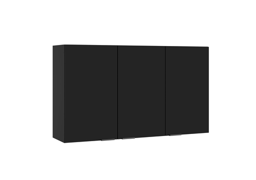 Armário Aéreo de Cozinha Preto Matte 3 Portas Alto Exclusive